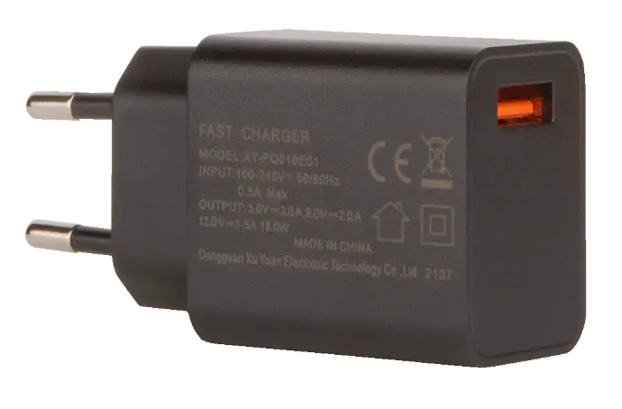 18W Fast Charger - Black - CE